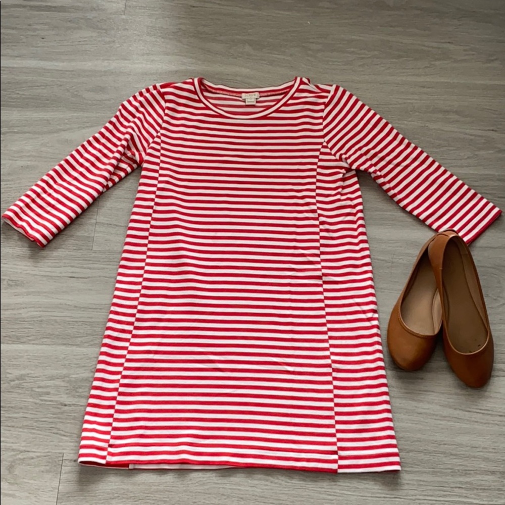 J. Crew Factory Red and White Striped Dress